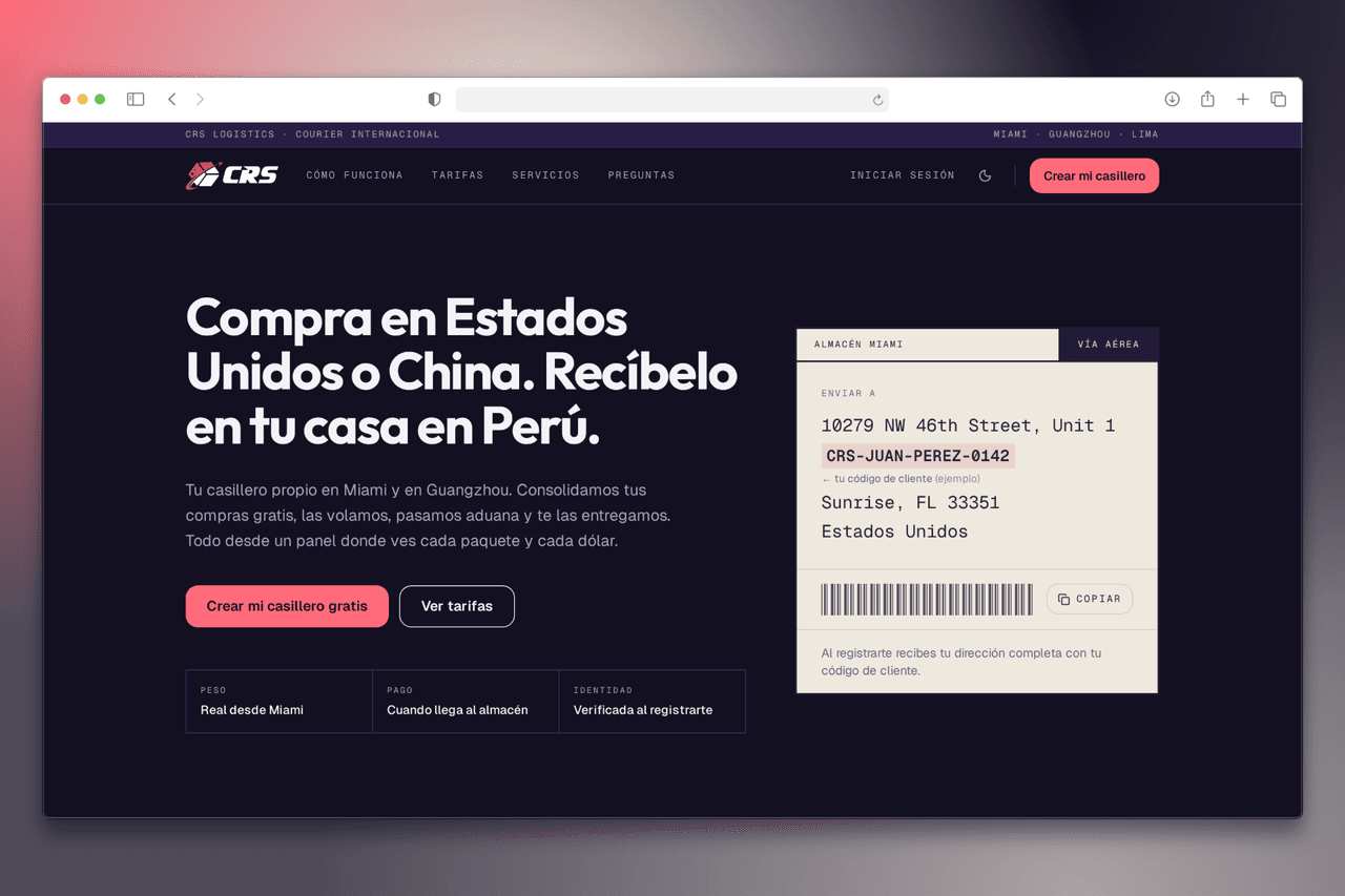 Captura de pantalla del proyecto CRS Client Portal