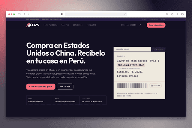Captura de pantalla del proyecto CRS Client Portal