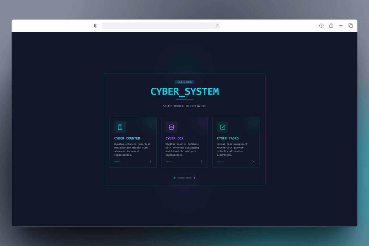 Captura de pantalla del proyecto Cyber System