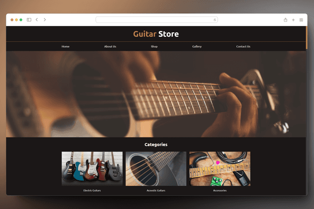 Captura de pantalla del proyecto Guitar Store