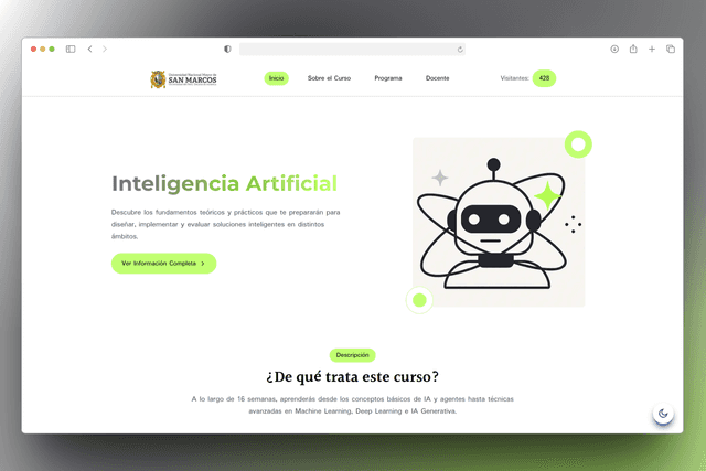 Captura de pantalla del proyecto UNMSM IA - Landing Page